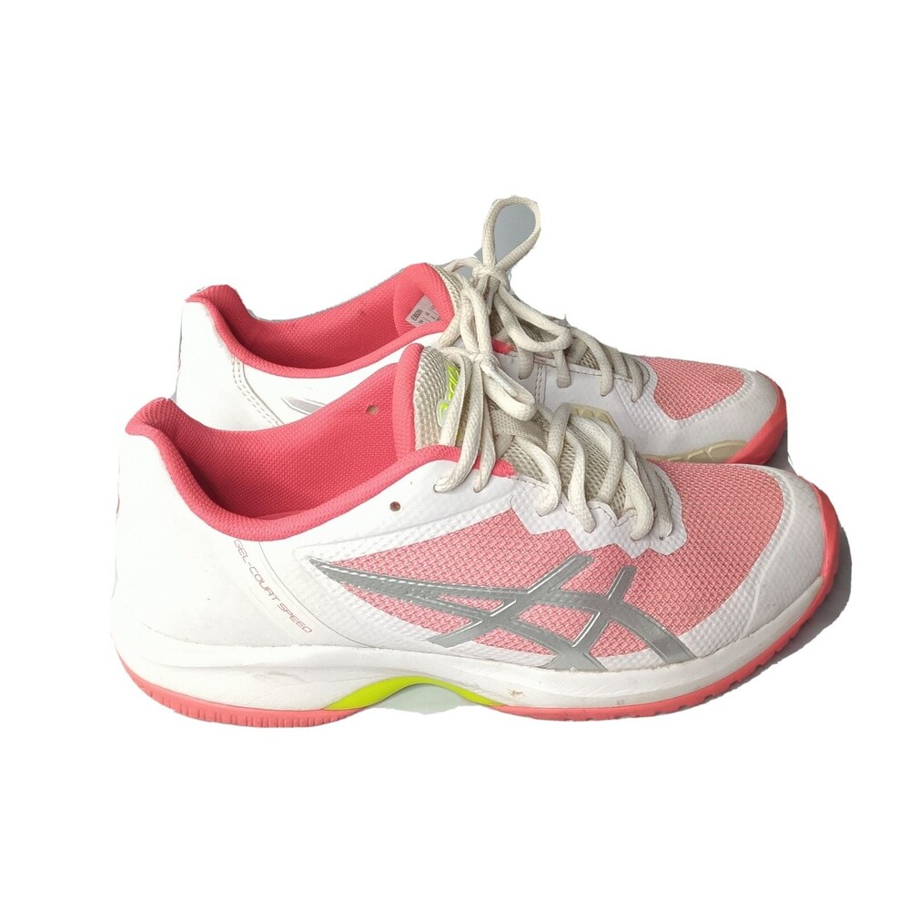 Asics Gel-Court Speed Shoes Womens Size 8 White Laser Pink Retail $110